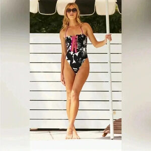 Trina Turk Lennox Bandeau Lace Up One Piece Swimsuit